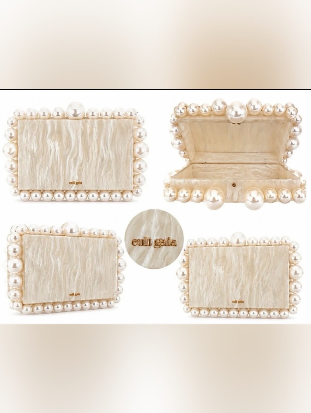 Cult Gaia Women's Ivory Acrylic EOS Beaded Handbag Purse Box (Read Description) - Picture 3 of 10